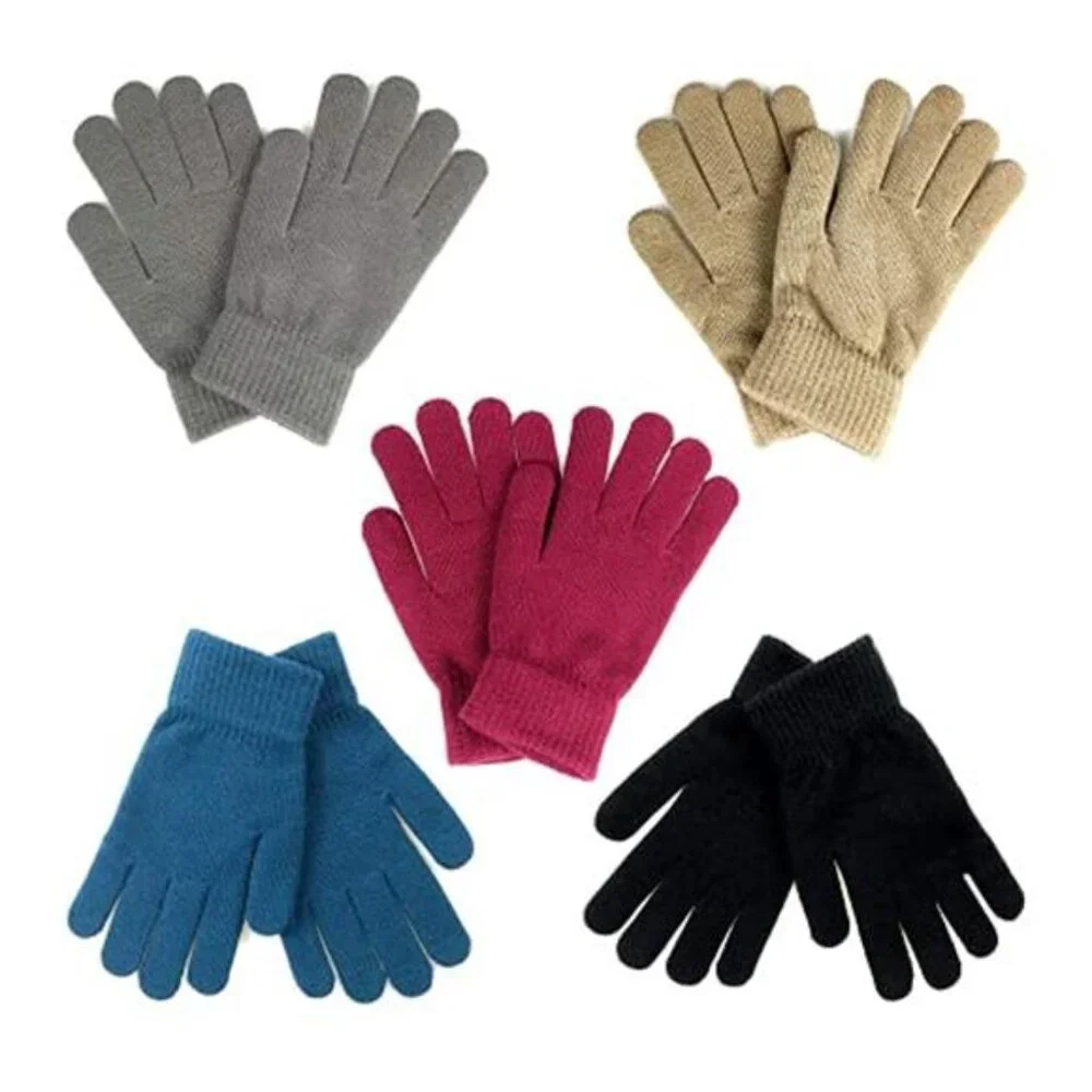 5 Pairs Women's Stretchy Knit Warm Gloves